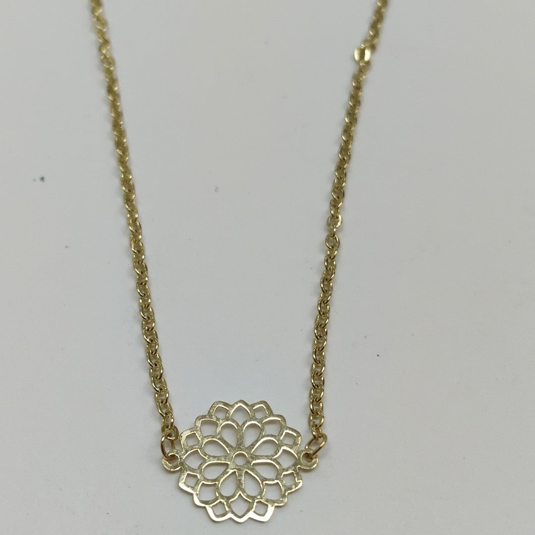 PULSERA TEJIDO ESPECIAL CON MANDALA 14K 18 CM 1.3 GR (NUEVO)