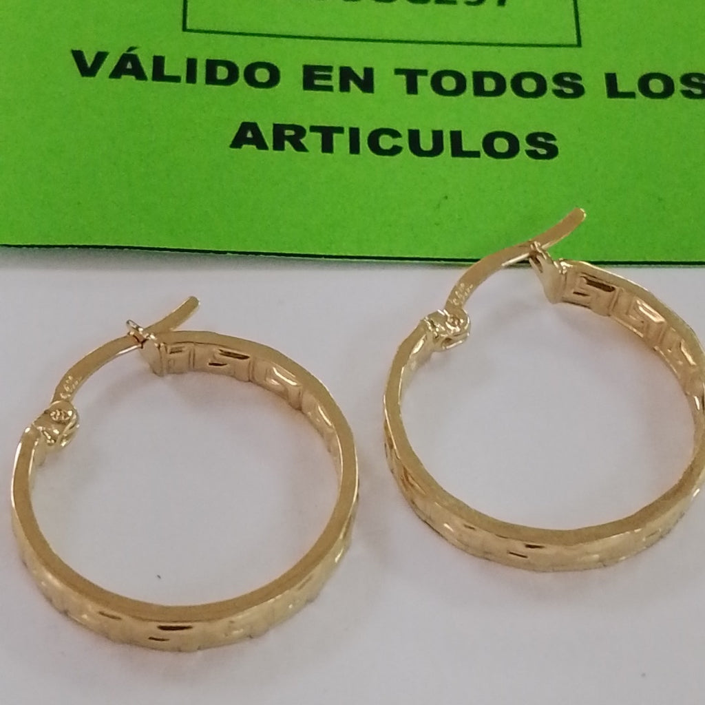 ARETES ARRACADA CON GRECAS 14K 1.9 GR (NUEVO)