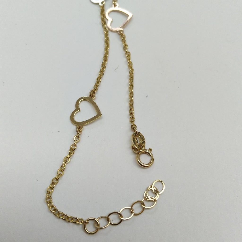 PULSERA ESPECIAL CON CORAZONES CONBINADOS 14K 18 CM 1.6 GR (NUEVO)