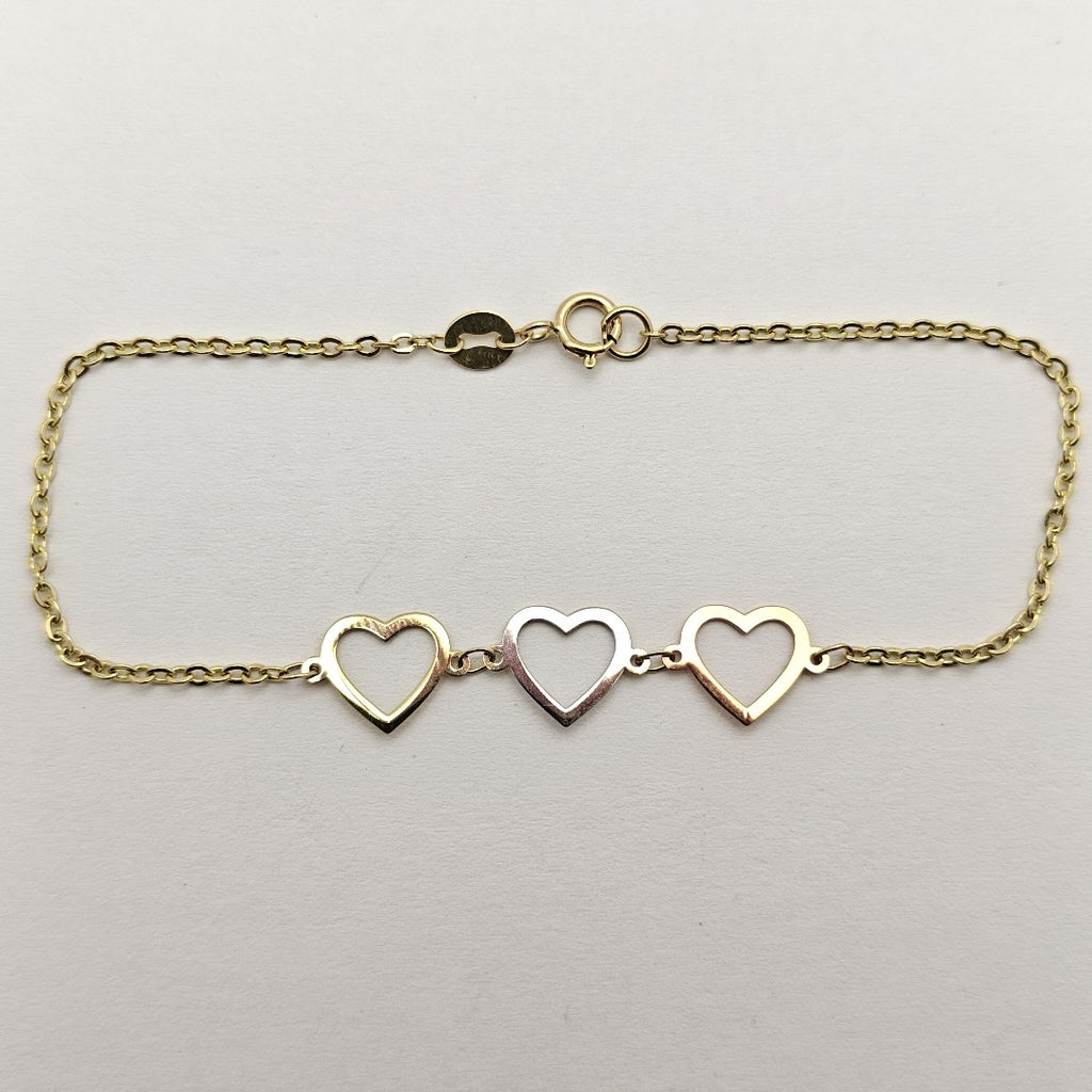 PULSERA ESPECIAL CON CORAZONES 14K 18 CM 1.3 GR (NUEVO)