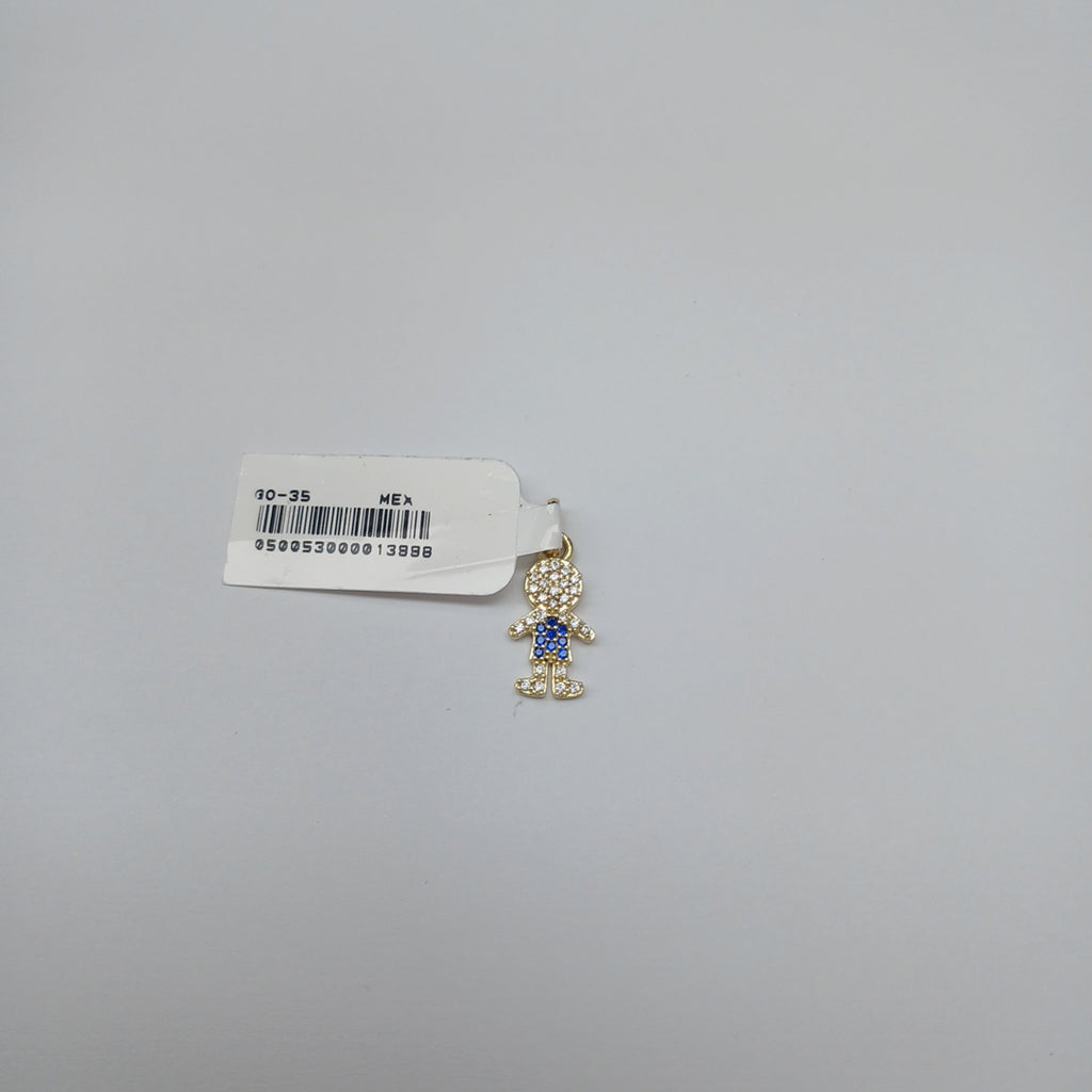 DIJE NIÑO CON CIRCONIAS Y PIEDRAS DE COLOR 10K 0.9 GR (NUEVO)