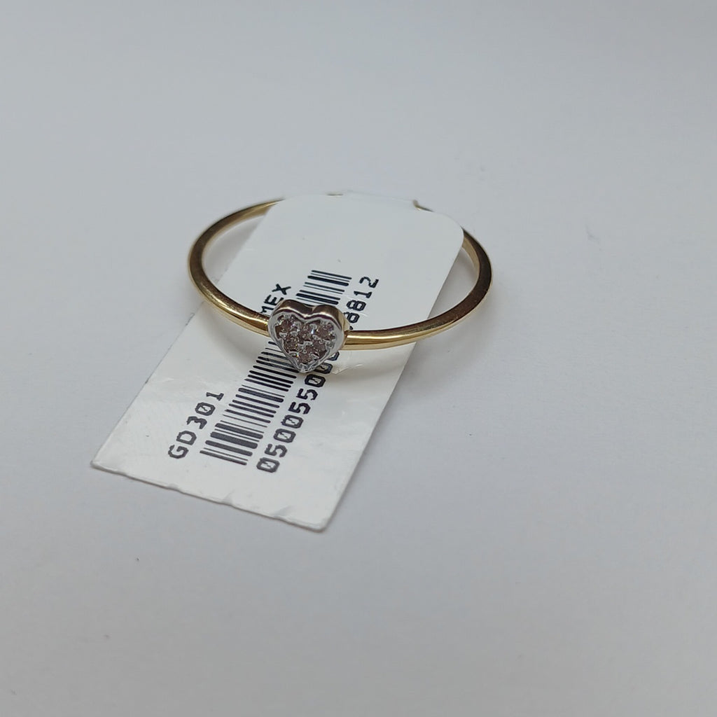 ANILLO ANILLITO CORAZON C CIRCONIA 14K 9 TALLA 0.9 GR (NUEVO)