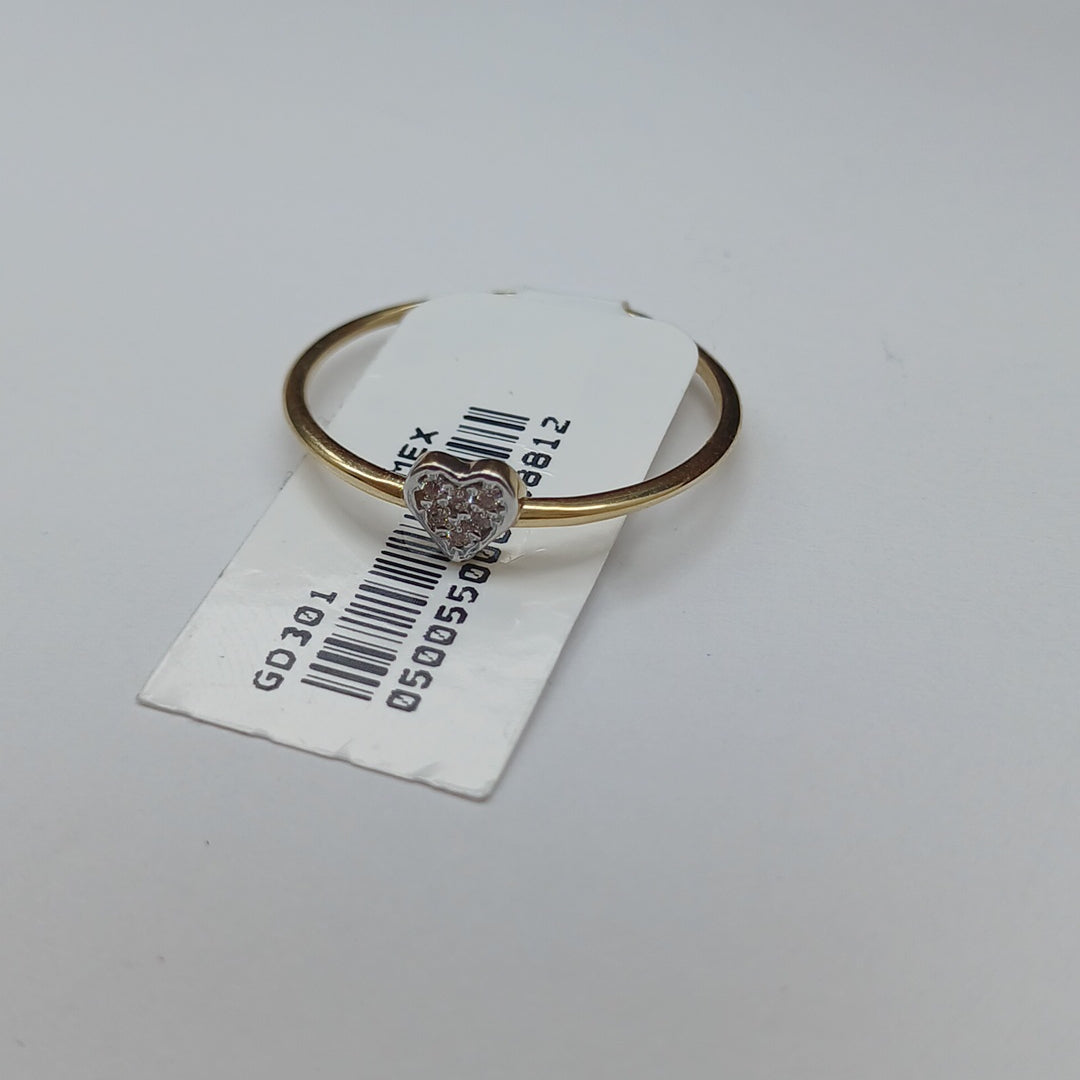 ANILLO ANILLITO CORAZON C CIRCONIA 14K 9 TALLA 0.9 GR (NUEVO)