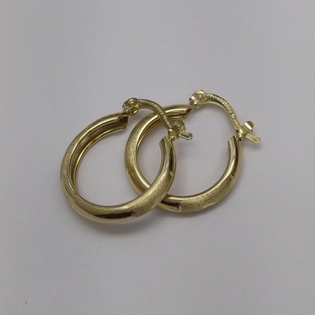ARETES TEJIDO ARRACADA SATINADA 14K 2.5 GR (NUEVO)