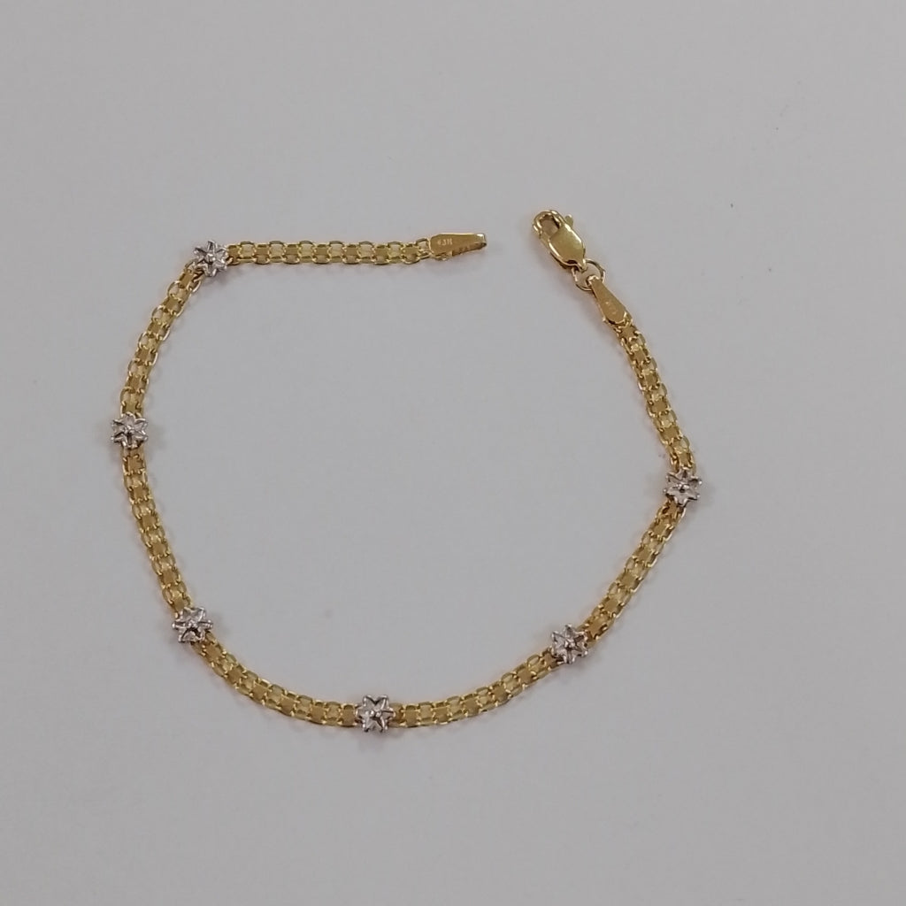PULSERA ESPECIAL C FLORES 14K 18 CM 2.9 GR (NUEVO)