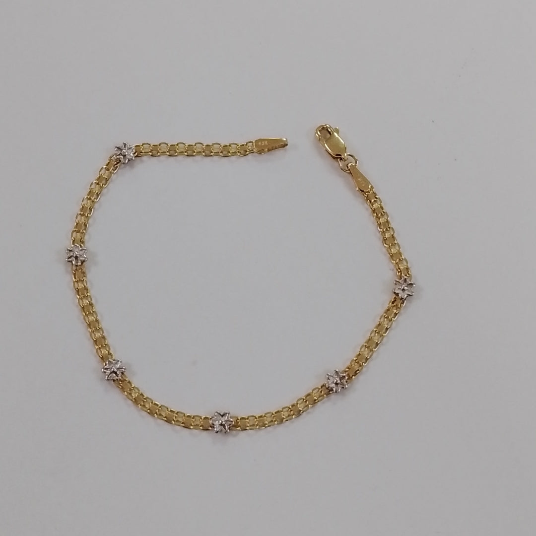 PULSERA ESPECIAL C FLORES 14K 18 CM 2.9 GR (NUEVO)