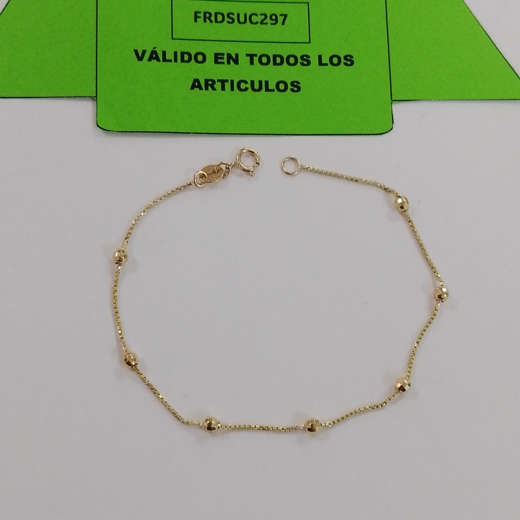 PULSERA ESPECIAL CON BOLITAS 14K 18 CM 1.4 GR (NUEVO)