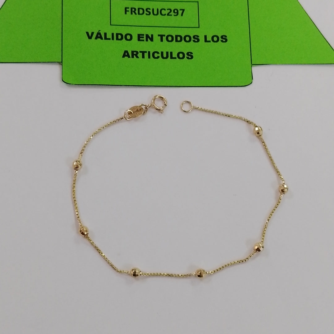PULSERA ESPECIAL CON BOLITAS 14K 18 CM 1.4 GR (NUEVO)