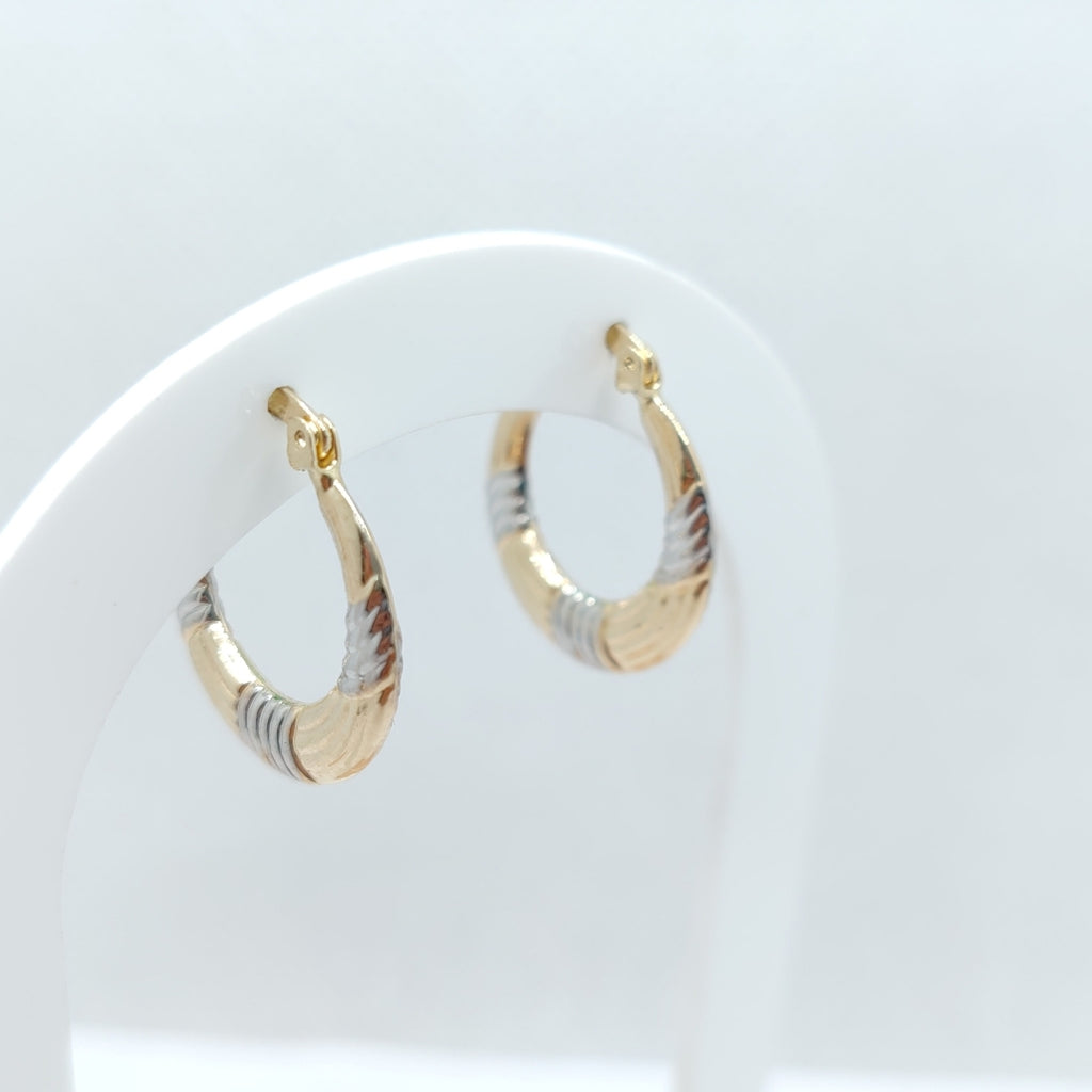ARETES TEJIDO ARRACADAS COMBINADAS HUECAS 14K 2 GR (NUEVO)