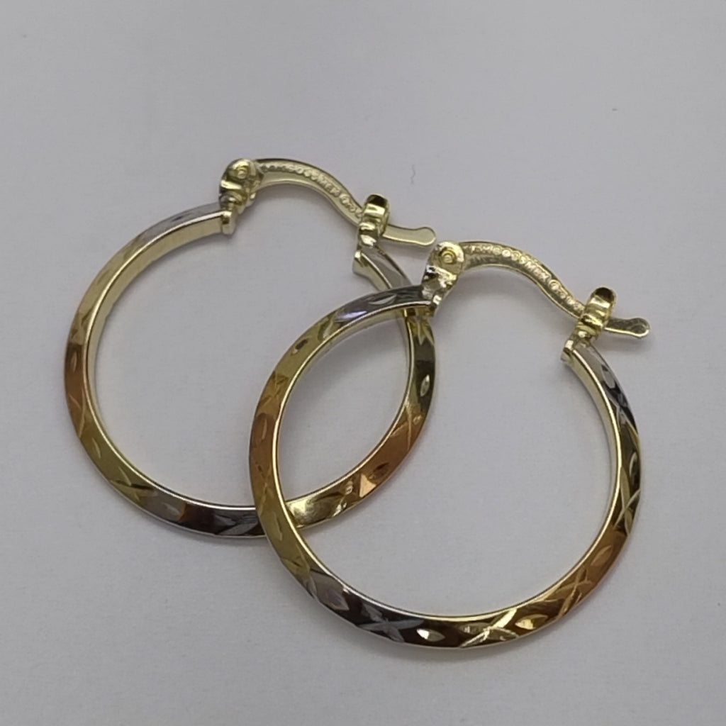 ARETES TEJIDO ARRACADAS BISELADAS COMBINADAS 14K 1.3 GR (NUEVO)