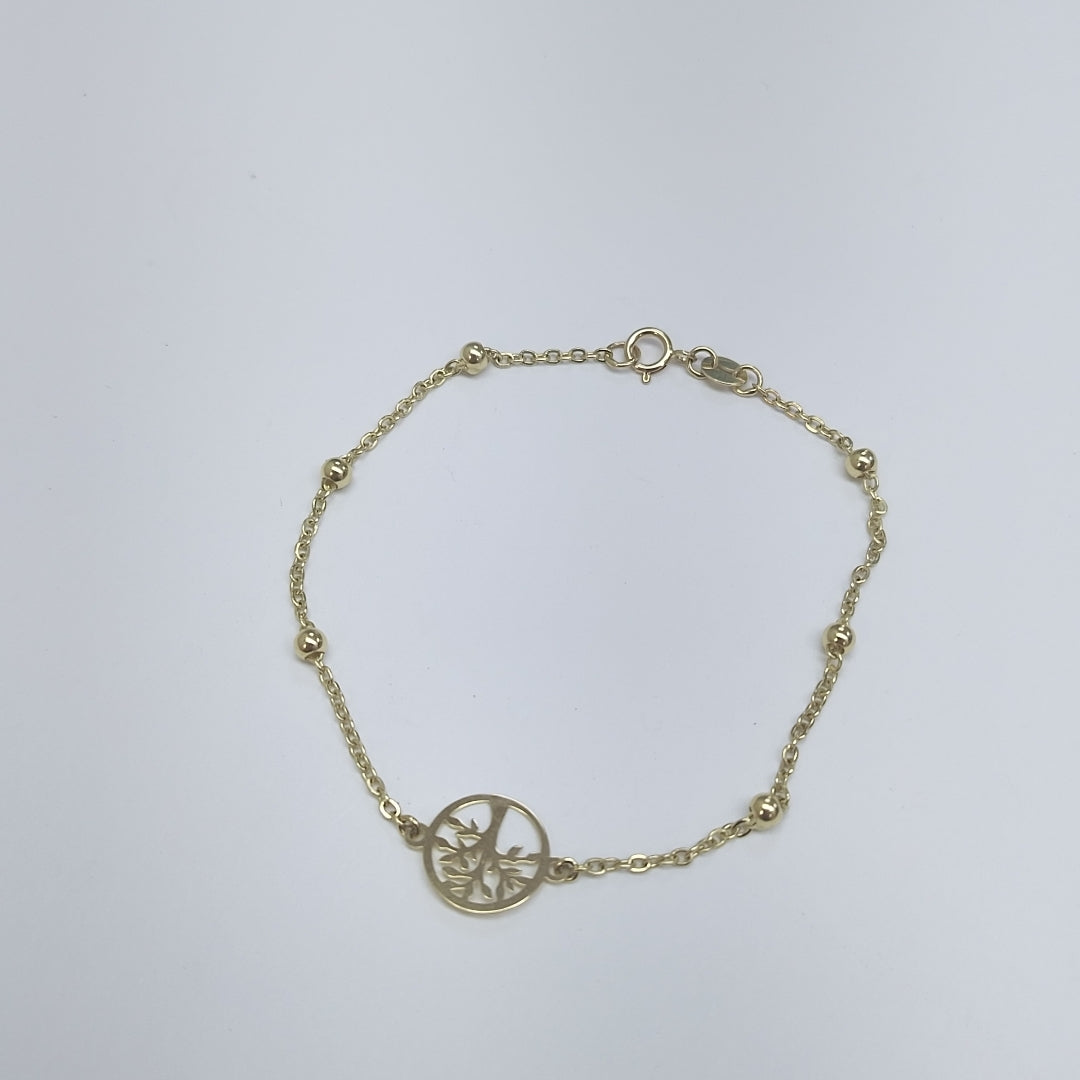 PULSERA TEJIDO ESPECIAL ARBOL 14K 18 CM 1.7 GR (NUEVO)