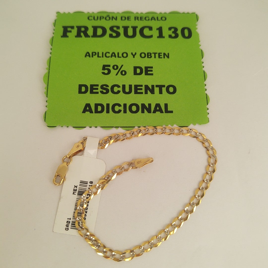 PULSERAS BARBADA DIAMANTADA ORO 14K 21 CM 3.6 GR (NUEVO)