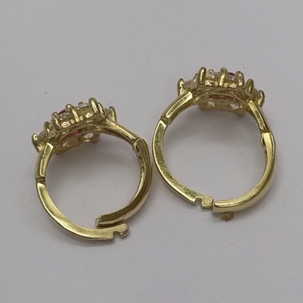 ARETES HUGGIES CON CIRCONIAS Y PIEDRA DE COLOR 14K 1.8 GR (NUEVO)