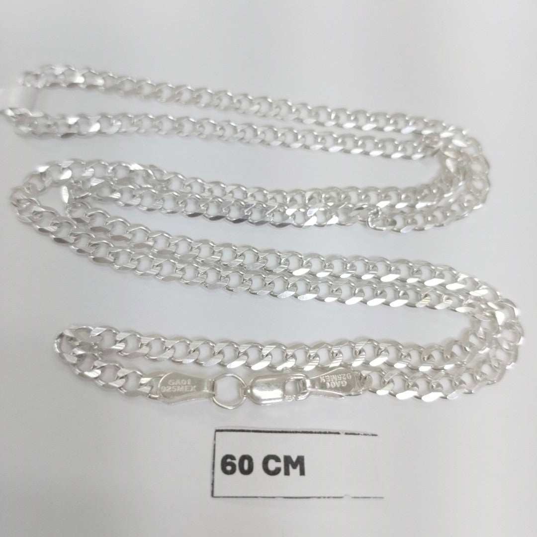 CADENA TEJIDO BARBADO PLATA .925 60 CM 13 GR (NUEVO)