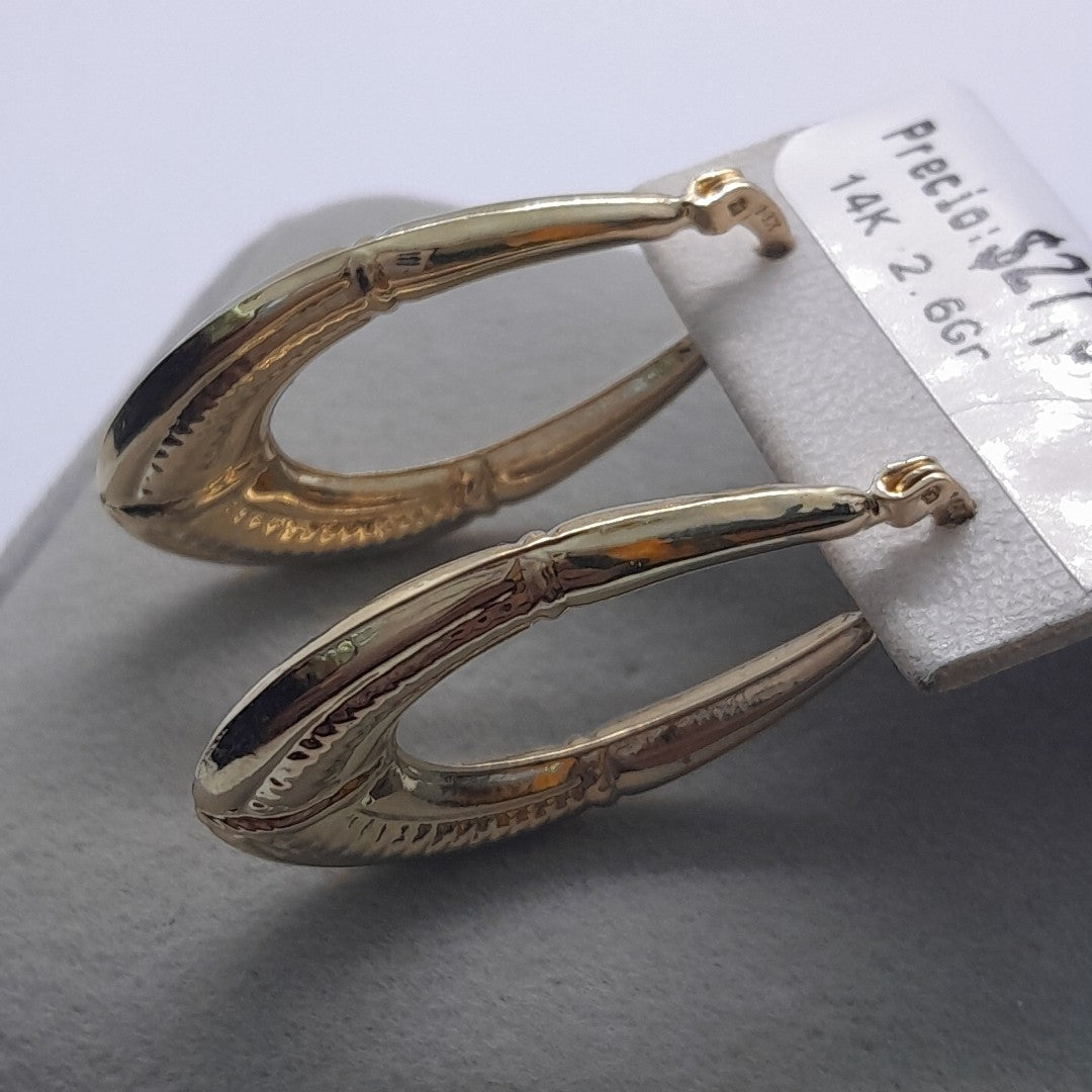 ARETES ARRACADAS ESTRIADAS 14K 2.6 GR (NUEVO)