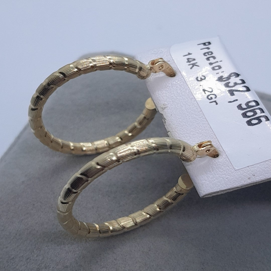 ARETES ARRACADAS LABRADAS 14K 3.2 GR (NUEVO)