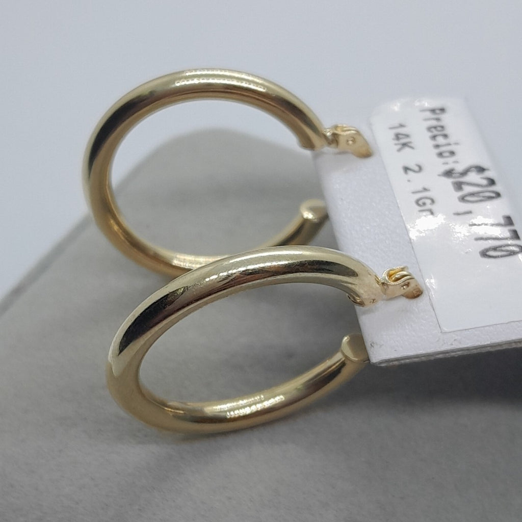 ARETES TEJIDO ARRACADAS LISAS HUECAS 14K 2.1 GR (NUEVO)