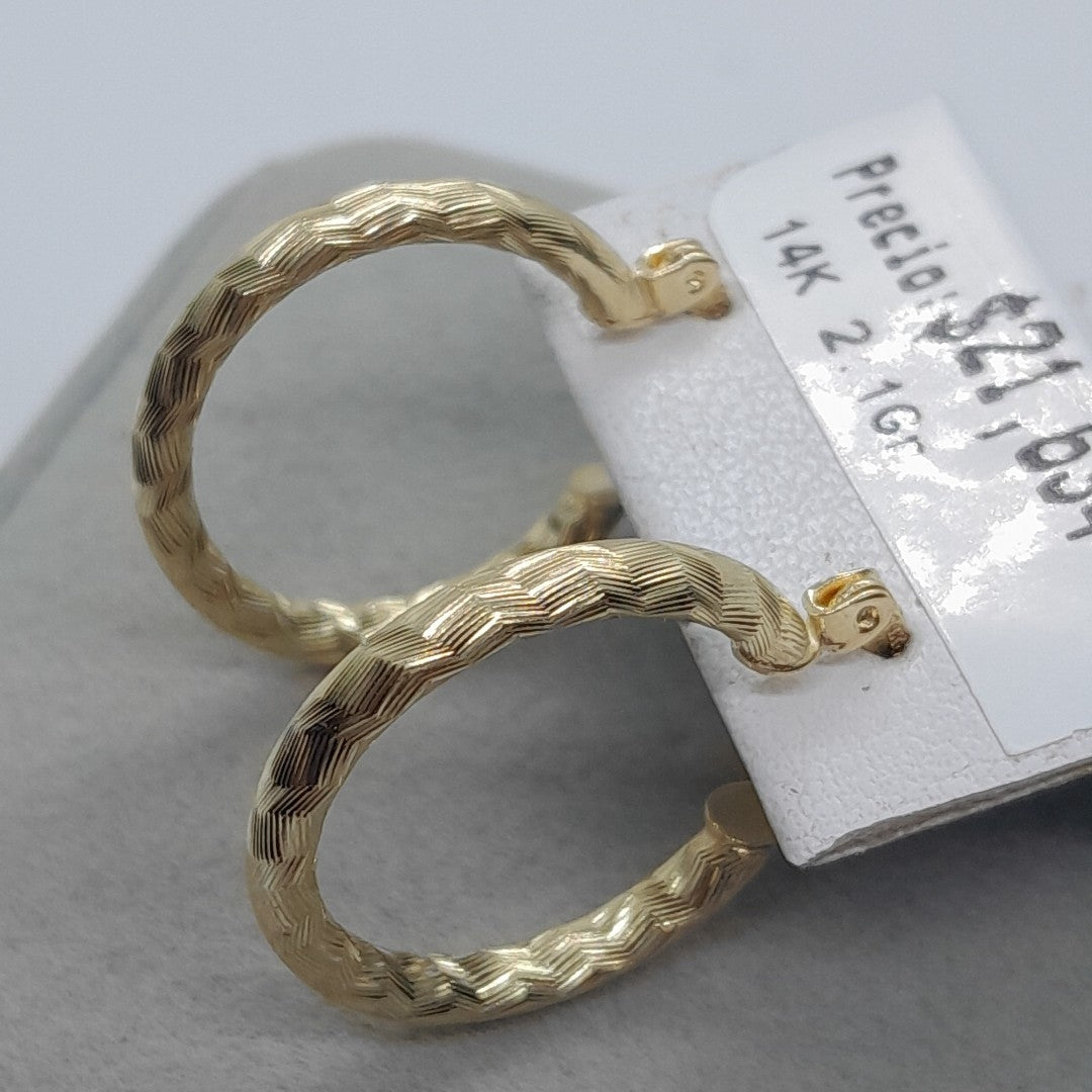 ARETES ARRACADAS LABRADAS 14K 2.1 GR (NUEVO)