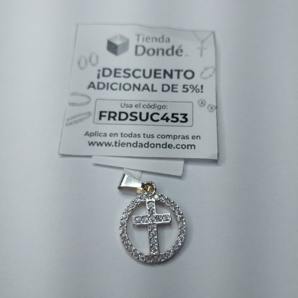 DIJE CRUZ C/CIRCONIAS PLATA .925 2.4 GR (NUEVO)