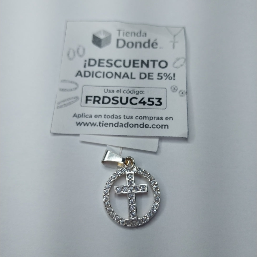 DIJE CRUZ C/CIRCONIAS PLATA .925 2.4 GR (NUEVO)