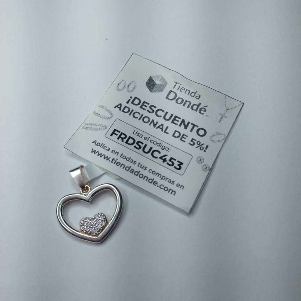 DIJE CORAZON C/CIRCONIAS PLATA .925 2.6 GR (NUEVO)