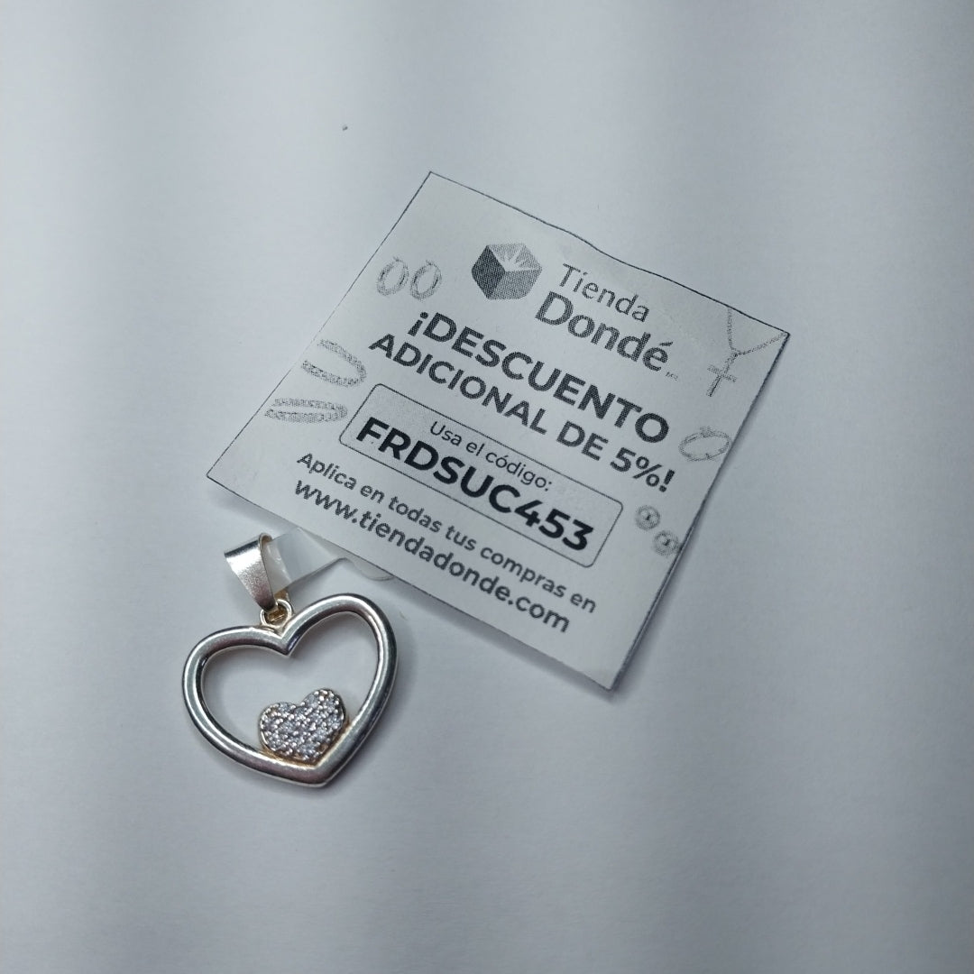 DIJE CORAZON C/CIRCONIAS PLATA .925 2.6 GR (NUEVO)