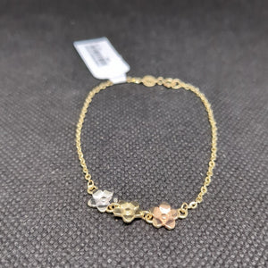 PULSERA TEJIDO ESPECIAL FIG FLORES 14K 18 CM 2.1 GR (NUEVO)