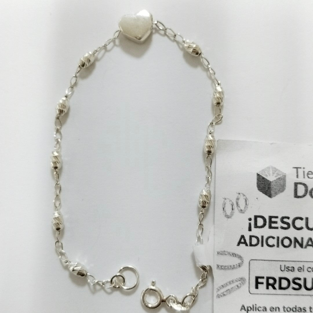 PULSERA TEJIDO CORAZON PLATA .925 18 CM 3.4 GR (NUEVO)