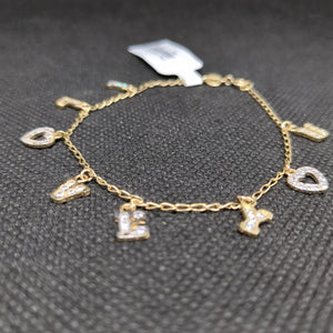 PULSERA ESPECIAL CON DIJES Y CIRCONIAS 14K 18 CM 3.3 GR (NUEVO)