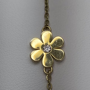 PULSERA TEJIDO ESPECIAL FLOR CON CIRCONIA 14K 18 CM 2.5 GR (NUEVO)