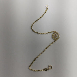 PULSERA TEJIDO ESPECIAL CON MANDALA 14K 18 CM 1.4 GR (NUEVO)