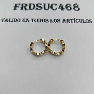 ARETES HUGGIES HEXAGONALES C CIRCONIAS 14K 2.7 GR (NUEVO)