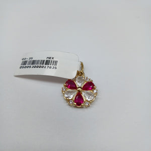 DIJE FLOR CIRCONIAS Y PIEDRAS DE COLOR 14K 2.8 GR (NUEVO)