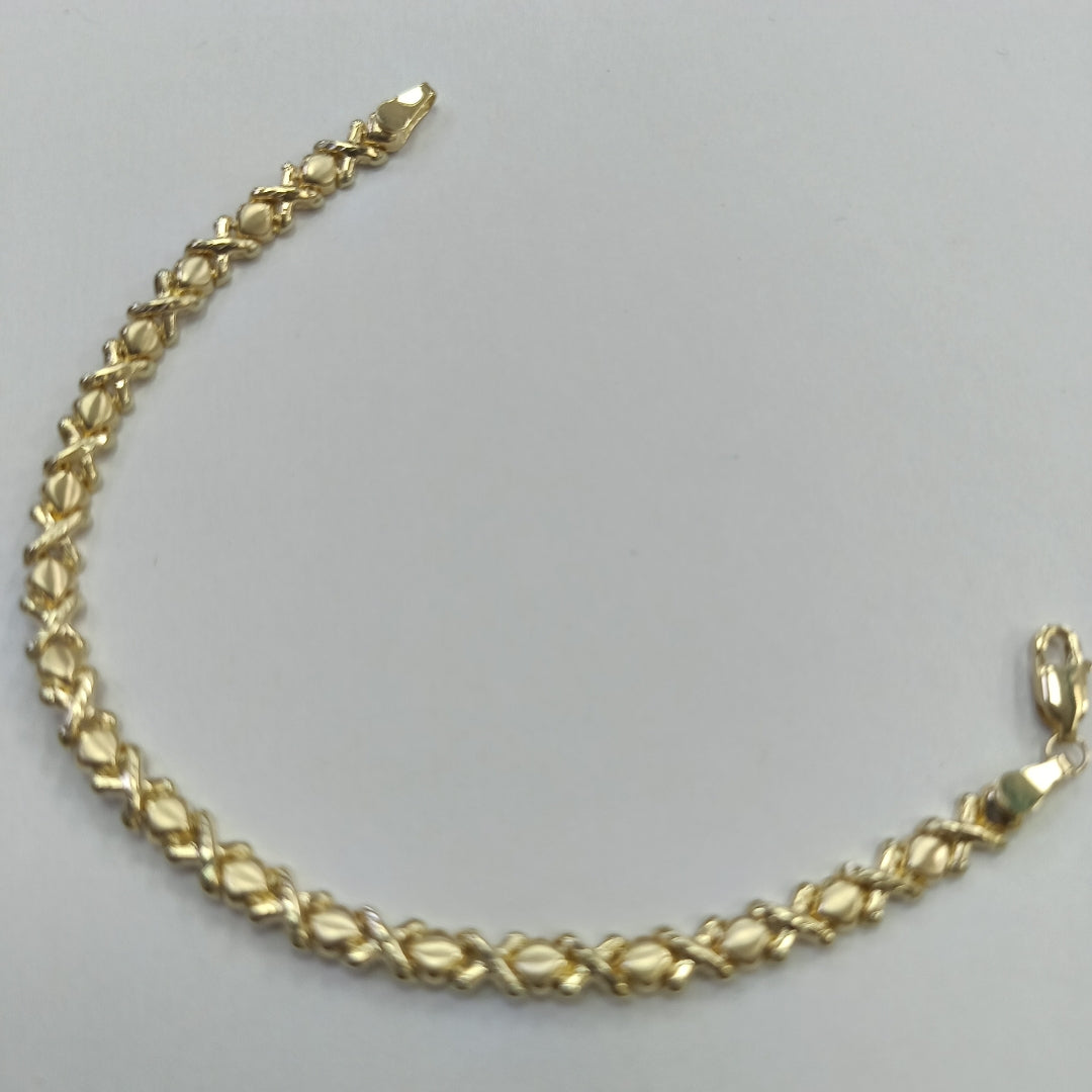 PULSERA ESPECIAL XOXO 14K 18 CM 6.1 GR (NUEVO)