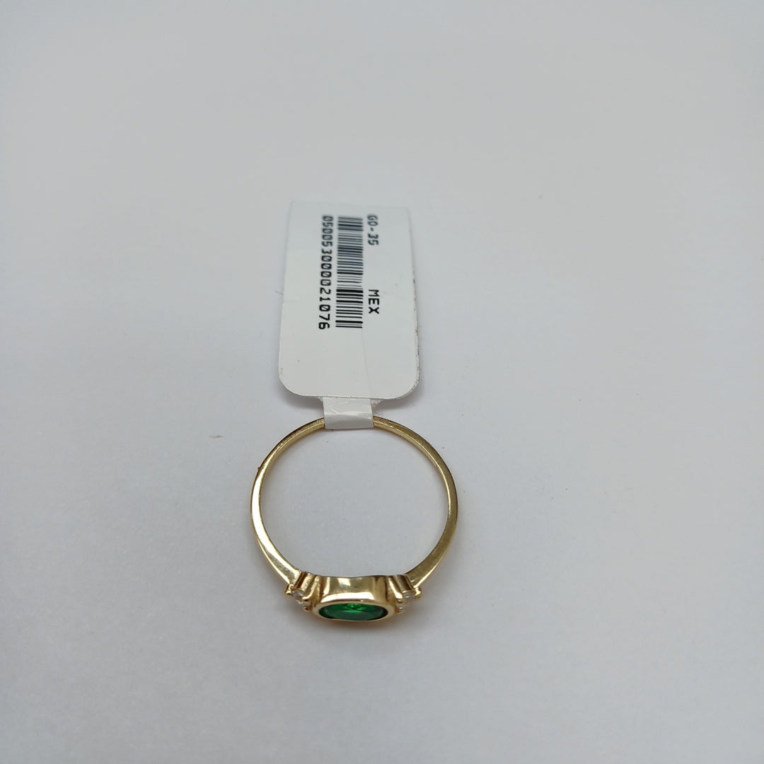 ANILLOS TEJIDO ANILLITO C CIRCONIAS Y PIEDRA VERDE 14K 8 1.2 GR (NUEVO)