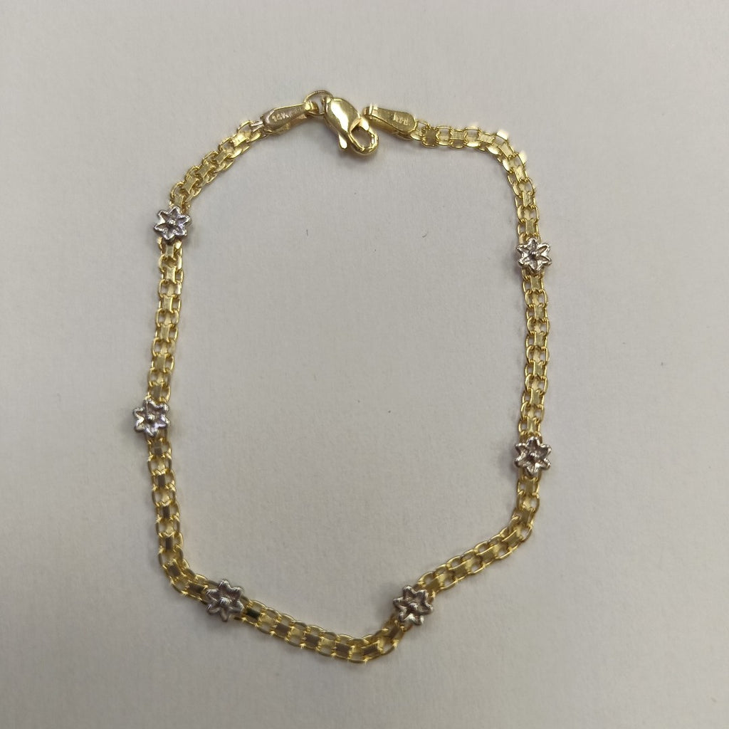 PULSERA ESPECIAL C FLORES 14K 18 CM 2.9 GR (NUEVO)