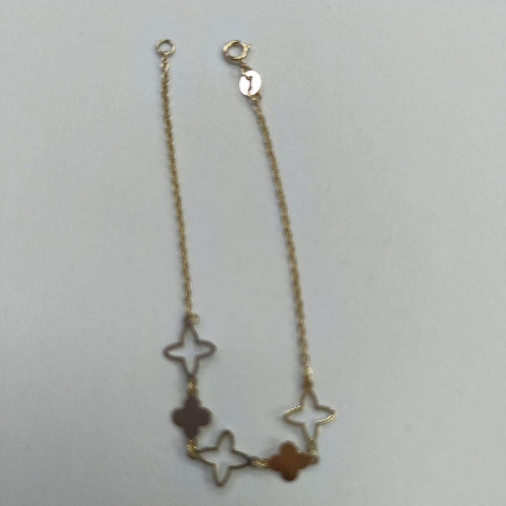 PULSERA TEJIDO ESP CON TREBOL 14K 18 CM 1.6 GR (NUEVO)