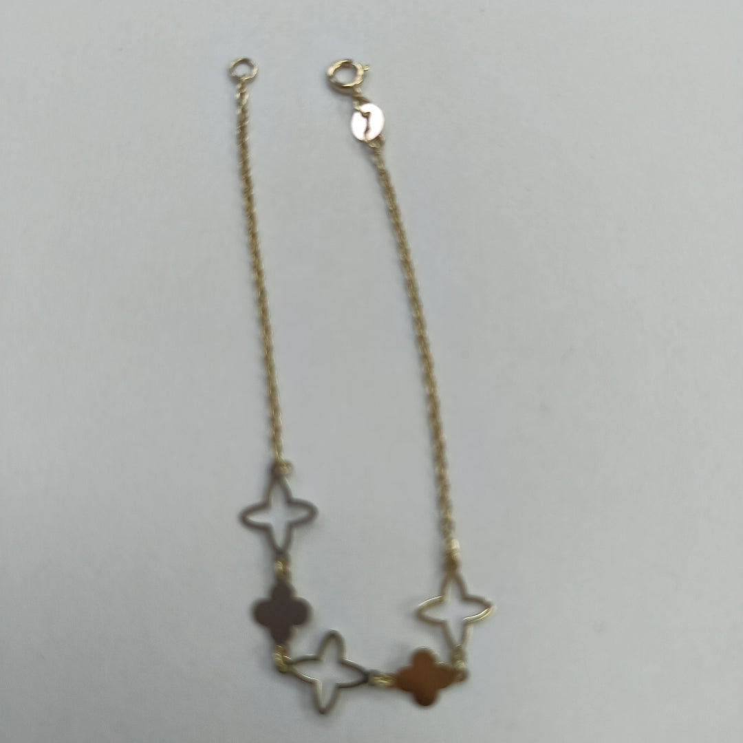 PULSERA TEJIDO ESP CON TREBOL 14K 18 CM 1.6 GR (NUEVO)