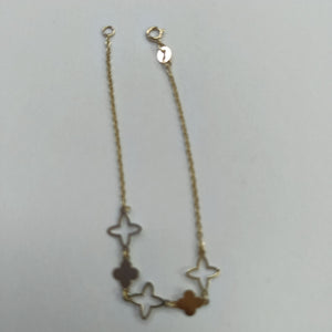 PULSERA TEJIDO ESP CON TREBOL 14K 18 CM 1.6 GR (NUEVO)