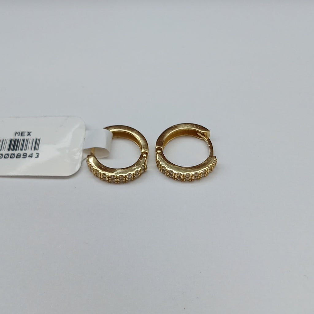 ARETES HUGGIES C CIRCONIAS 14K 1.8 GR (NUEVO)