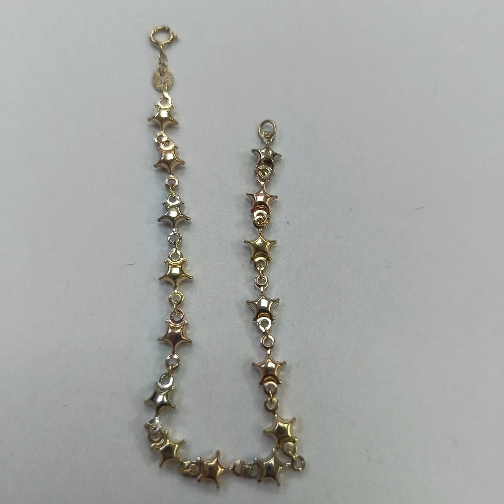 PULSERA TEJIDO ESPECIAL ESTRELLAS COMBINADAS 14K 18 CM 2.3 GR (NUEVO)