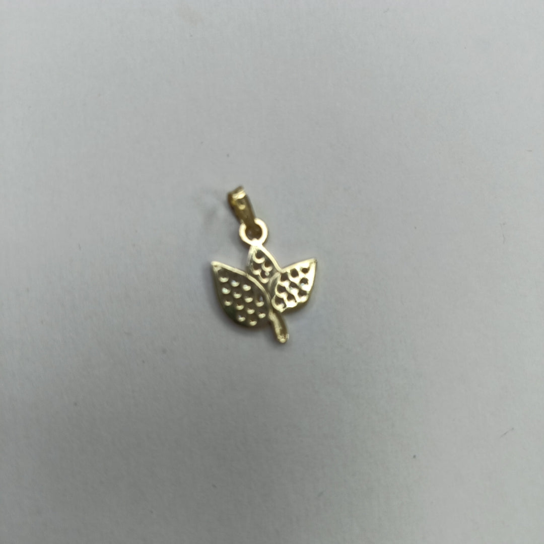 DIJE TEJIDO HOJAS CON CIRCONIAS 14K 1 GR (NUEVO)