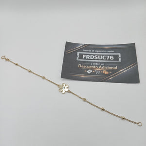 PULSERA TEJIDO ESPECIAL FLOR CON CIRCONIA 14K 18 CM 2.5 GR (NUEVO)