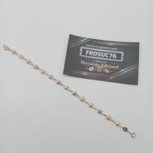 PULSERA TEJIDO ESPECIAL ESTRELLAS COMBINADAS 14K 18 CM 2.3 GR (NUEVO)