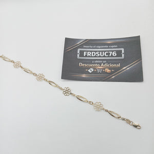 PULSERA ESPECIAL CON FLORES 14K 18 CM 2.7 GR (NUEVO)