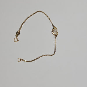 PULSERA TEJIDO ESPECIAL C CORAZON CIRCONIAS 14K 18 CM 2 GR (NUEVO)
