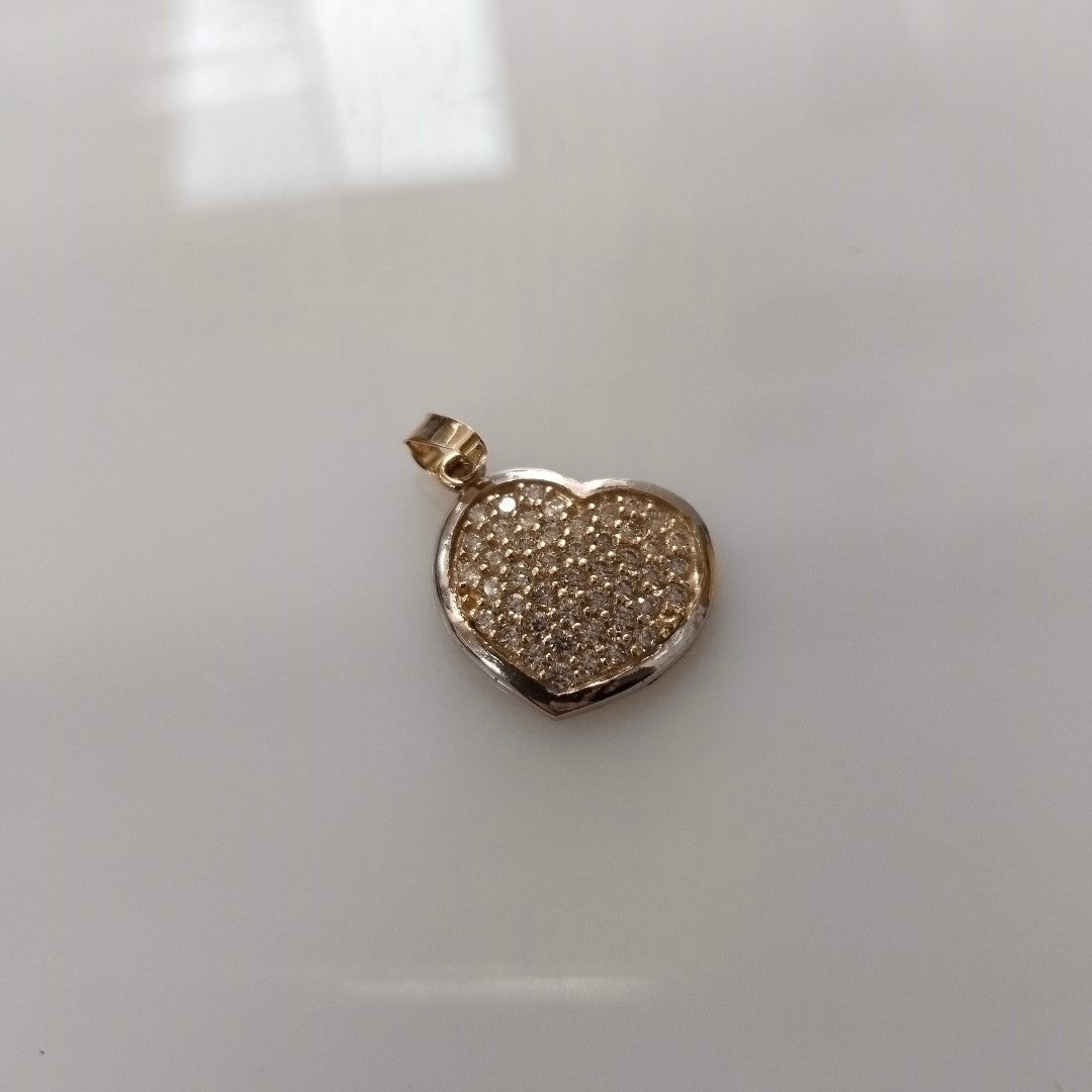 DIJE CORAZON CON CIRCONIAS 14K 1.8 GR (NUEVO)