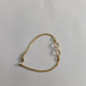 PULSERA TEJIDO ESPECIAL CON INFINITO Y CIRCONIAS 14K 18 CM 3.4 GR (NUEVO)