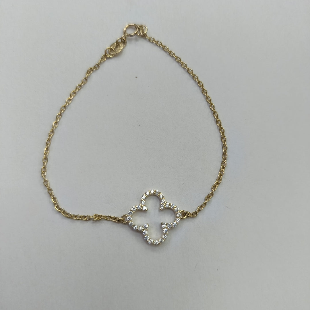 PULSERA TEJIDO ESPECIAL C CIRCONIAS 14K 18 CM 1.8 GR (NUEVO)