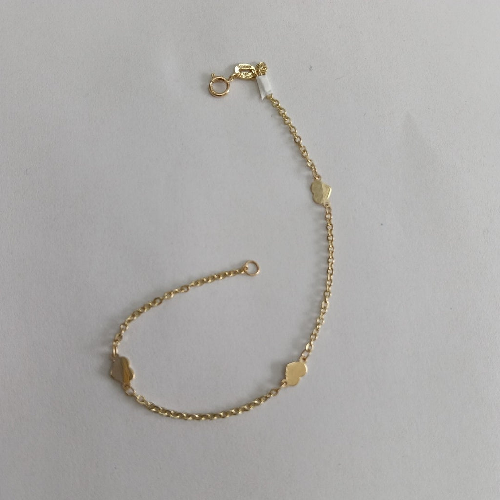 PULSERA TEJIDO ESPECIAL FIG CORAZONES 14K 18 CM 1.3 GR (NUEVO)